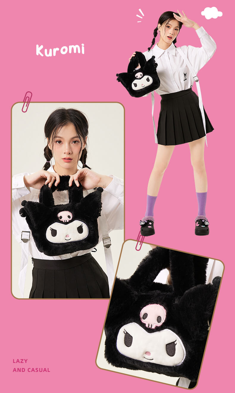 My Melody/Hello Kitty/Kuromi Fluffy Tote Bag with Strap – kawaiienvy