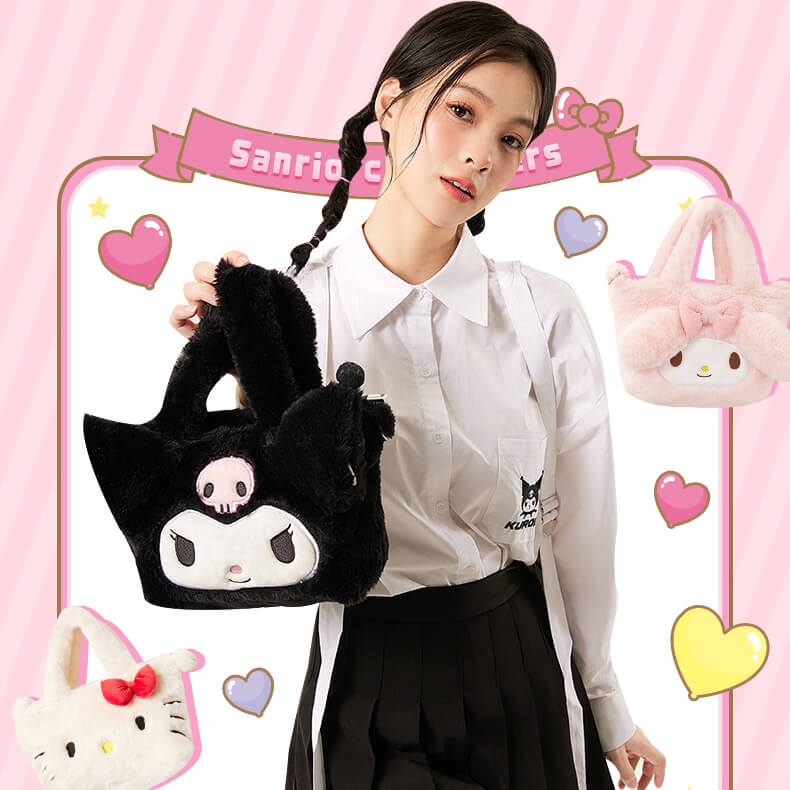 My Melody/Hello Kitty/Kuromi Fluffy Tote Bag with Strap – kawaiienvy