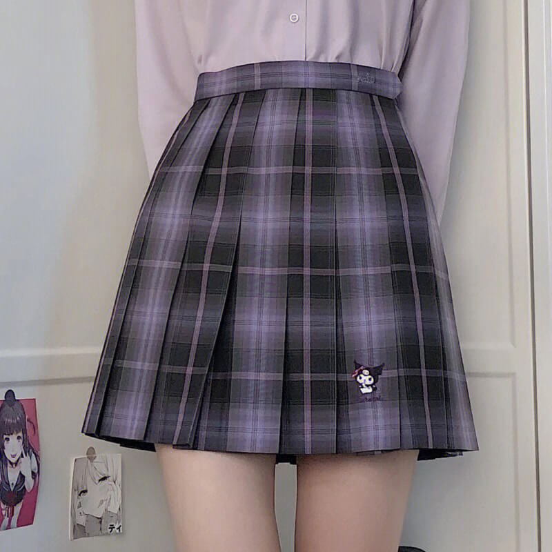Kuromi JK Plaid Pleated Skirt – kawaiienvy