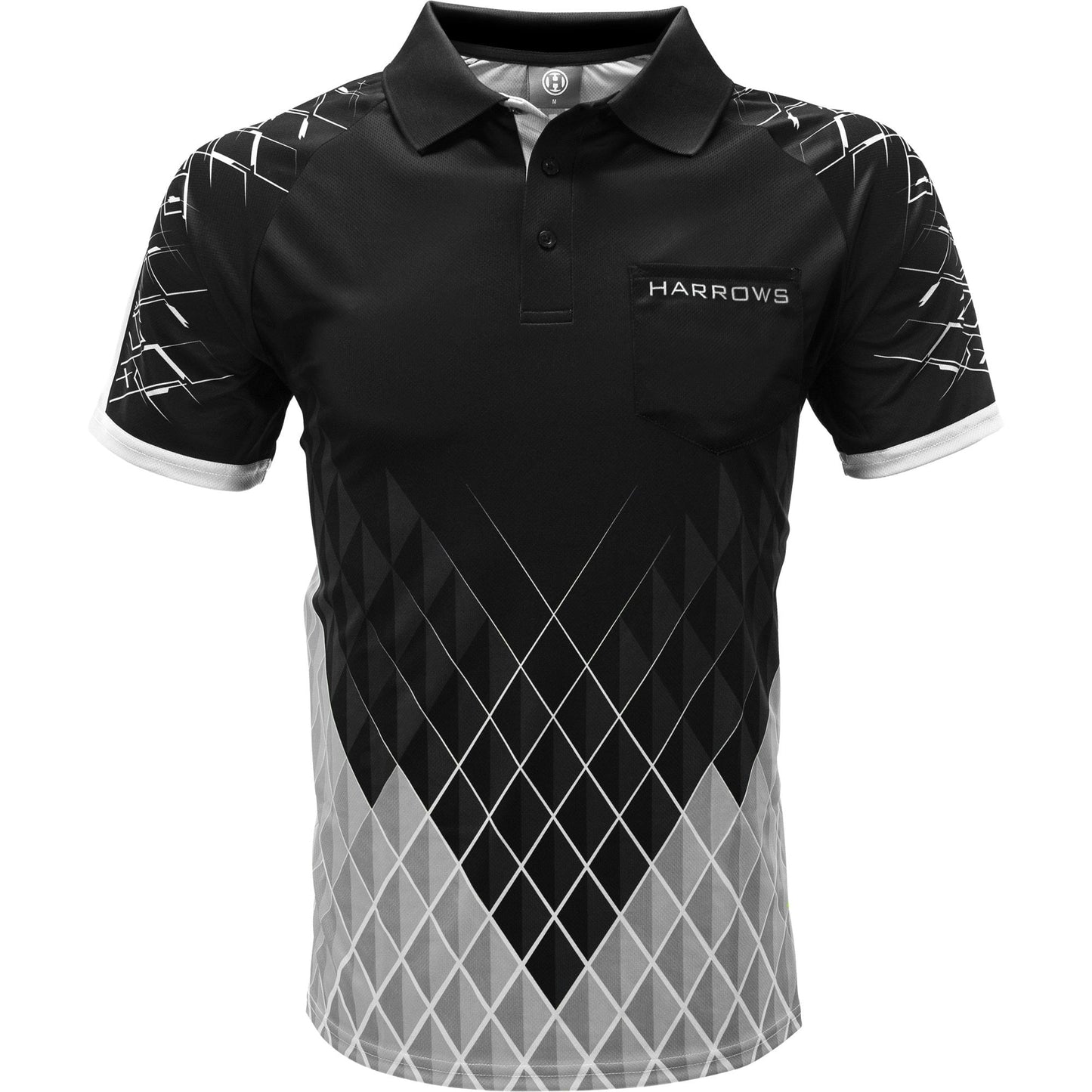 Harrows Paragon Dart Shirt - with Pocket - Black & White