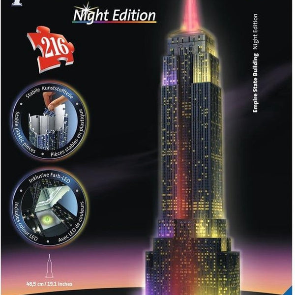 segment worst naar voren gebracht Ravensburger - 3D Puzzel - Empire State Building - Night Edition