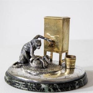 Small Bronze and Metal Group as a Matchbox Container - Ehrl Fine Art & Antiques