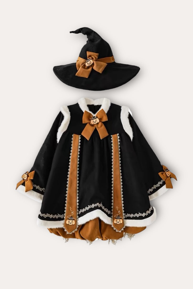 Pumpkin Drees And Hat | Black Orange - Minimo Bebe product image