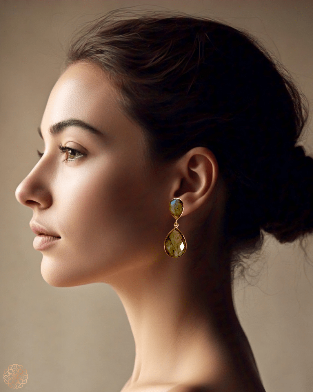 Labradorite drop statement earrings