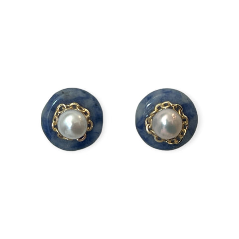 Colorful pearl stud earrings with gemstone backings - Sundara Joon