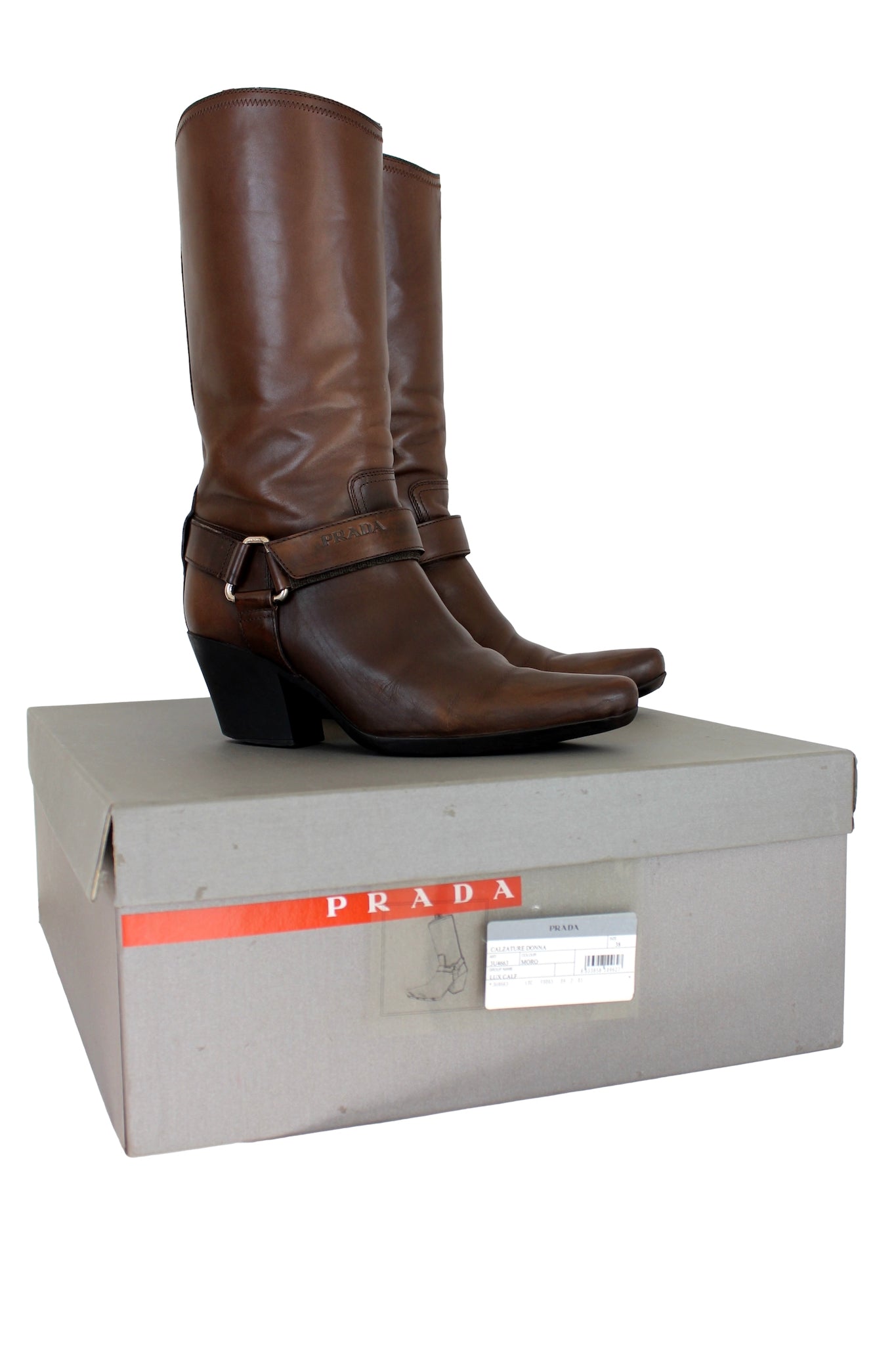 Prada Brown Leather Western Women Boots | Dedè Couture