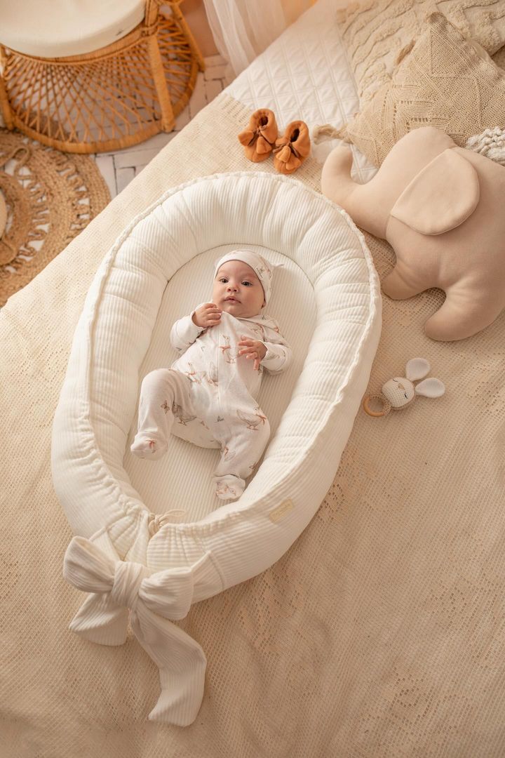 Premium Soft Linen Handmade Baby Nest - Cream