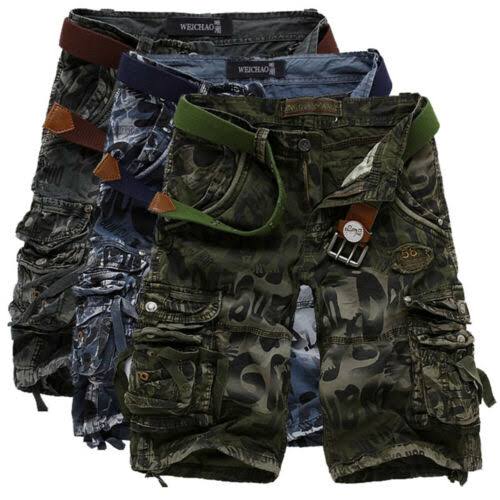 Popular Men's Below Knee Cargo Shorts Multi Pockets 3/4 Capri Long