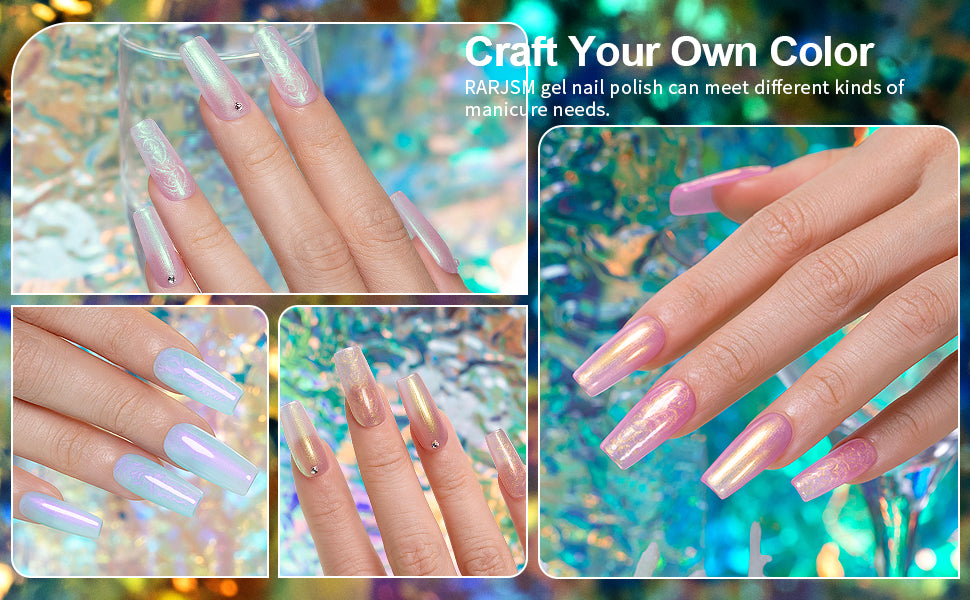 RARJSM ® Elf Series Pearl Thread pearl gel nail polish 6 Colors Set