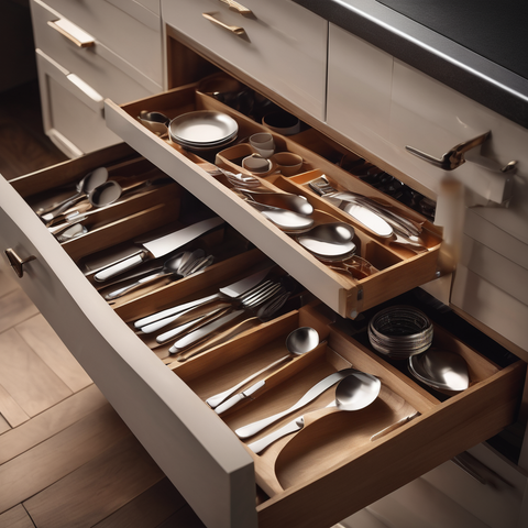 Wooden Utensil Tray - Efficient Cutlery Organizer for Kitchen Drawers