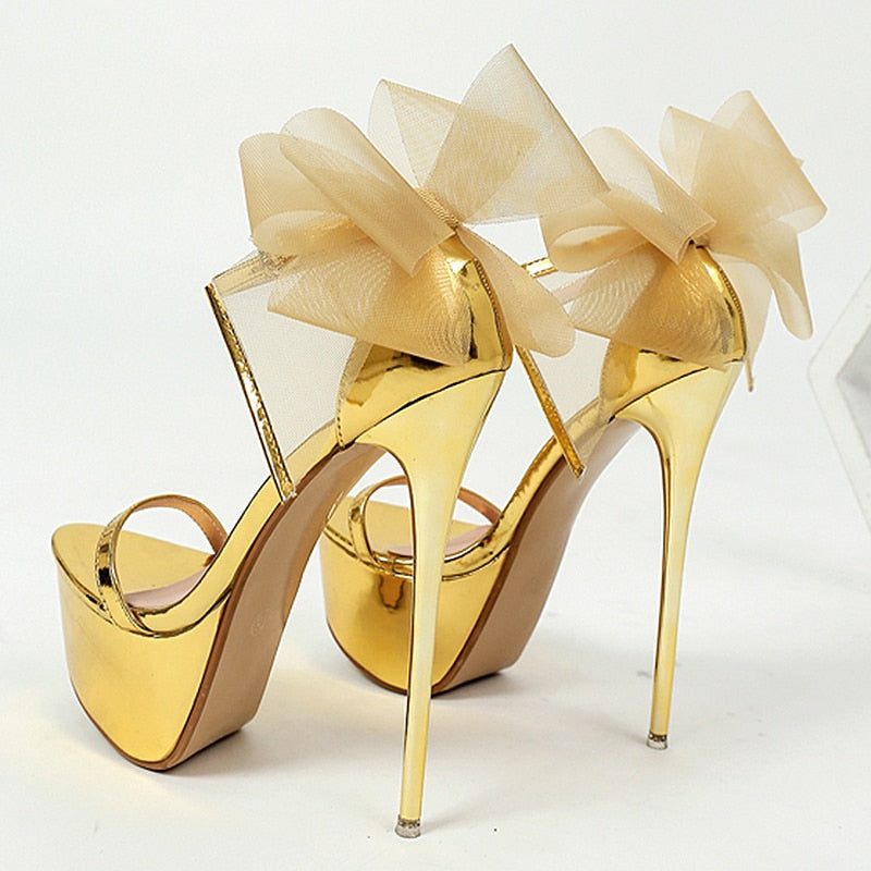 yellow gold platform heels