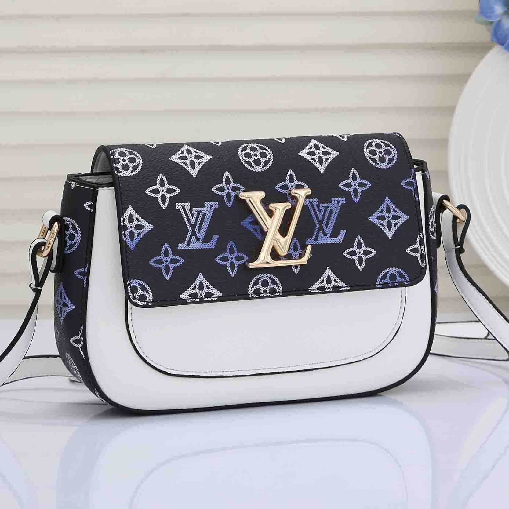 LV Louis Vuitton Denim Letter Embroidered Flap Shoulder Bag Crossbody Bag