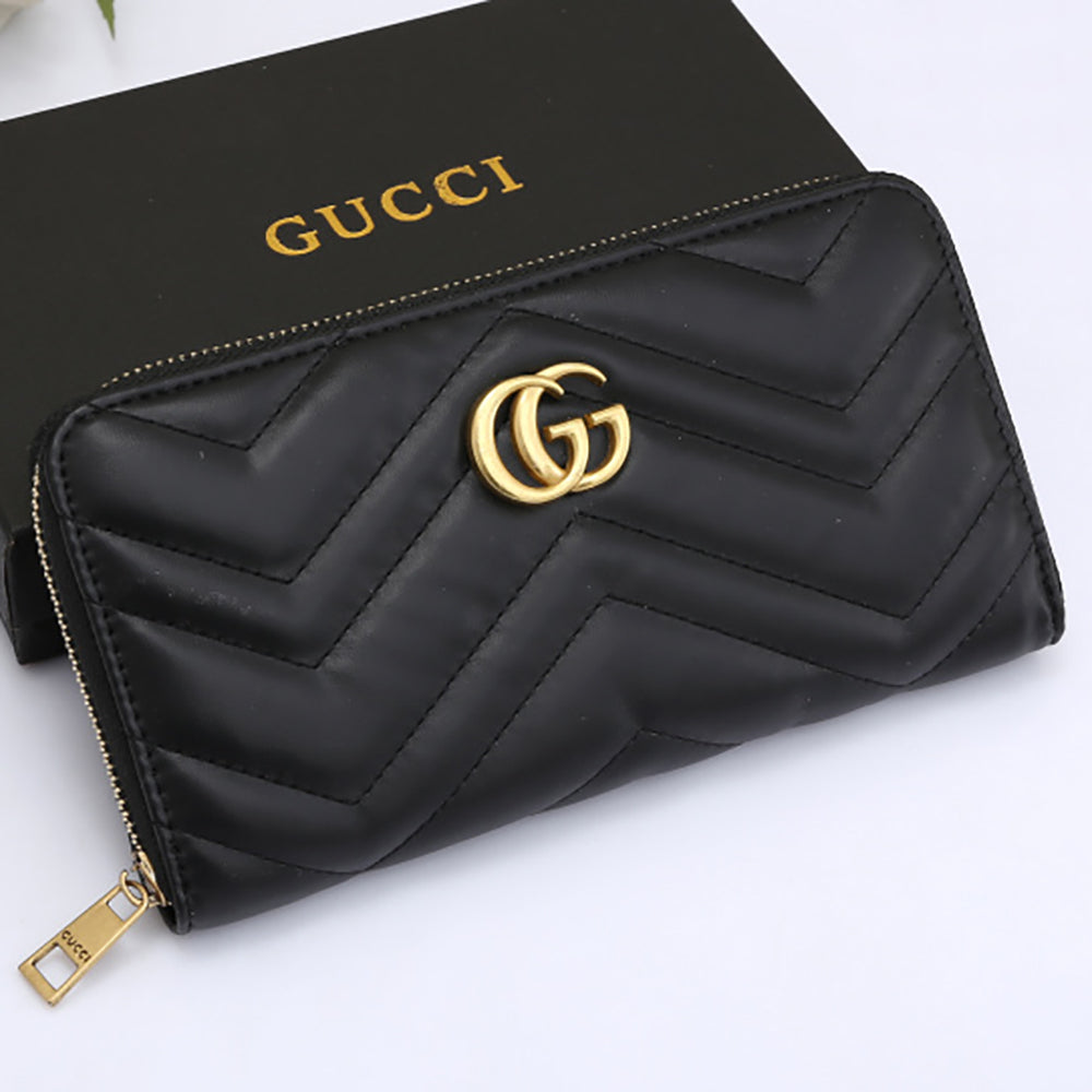 GG gold letter logo zipper clutch wallet Bag