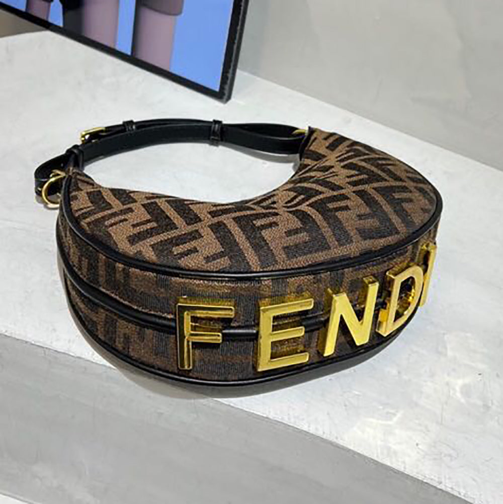 FENDI FF gold letter logo ladies shopping shoulder bag messenger bag