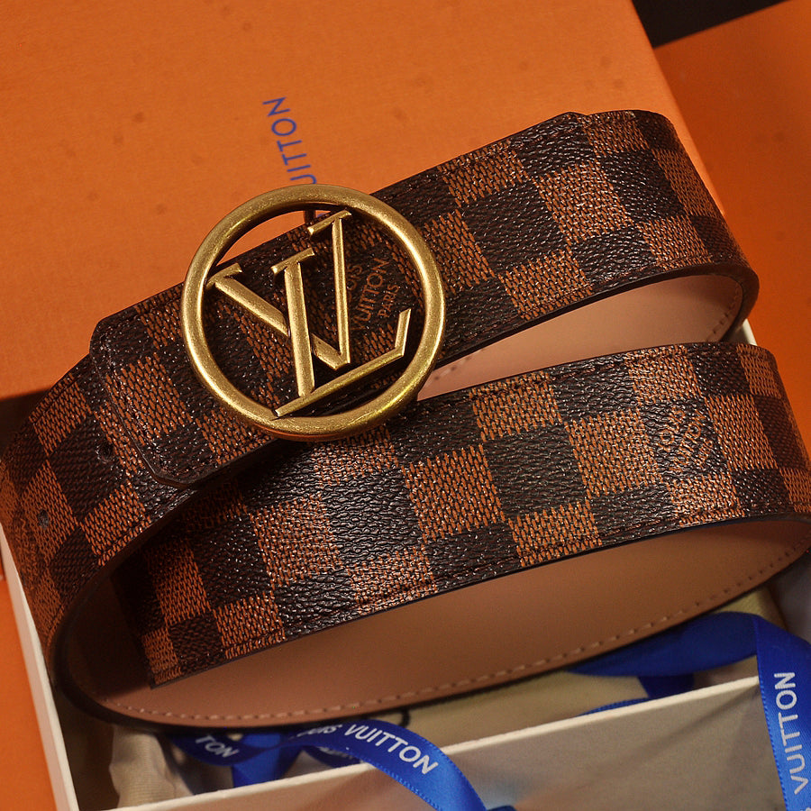 LV Louis Vuitton new monogram print round buckle belt