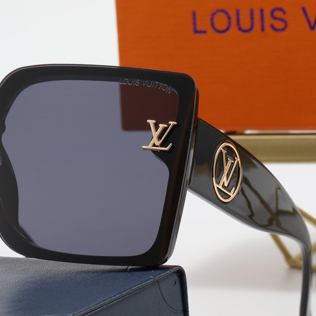 LV Louis Vuitton Hot Sale Letter Logo Couples Large Frame Glasses Beach Sunglasses