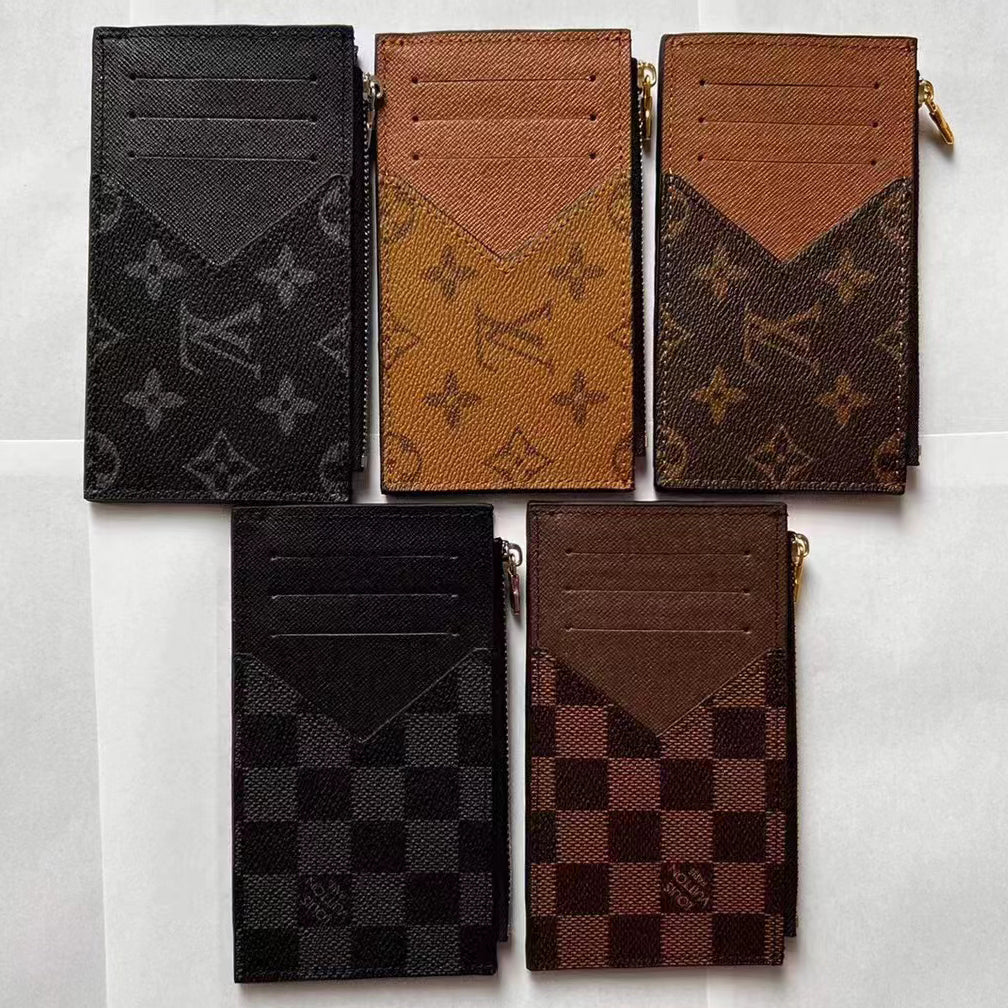 LV Louis Vuitton Plaid Zip Card Holder Small Wallet Bag