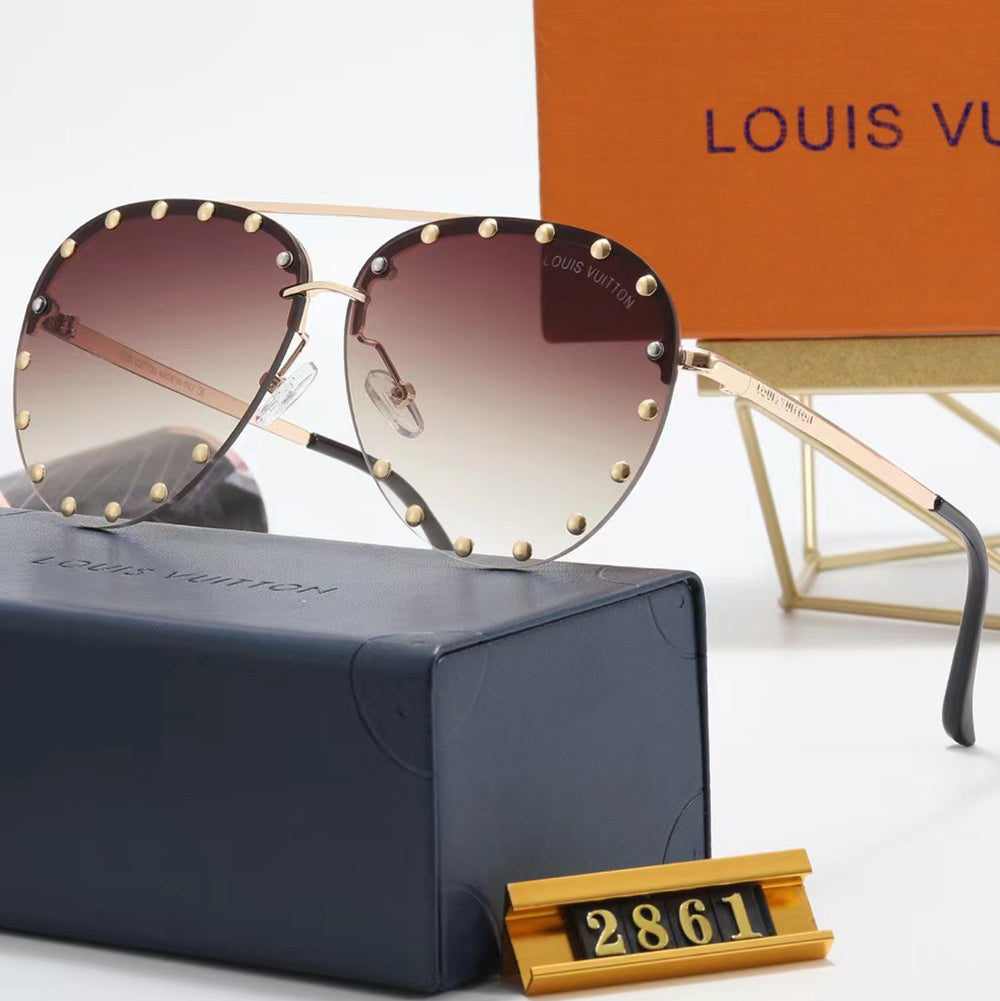 LV Louis Vuitton Sale Letter Logo Couples Large Frame Glasses Beach Sunglasses