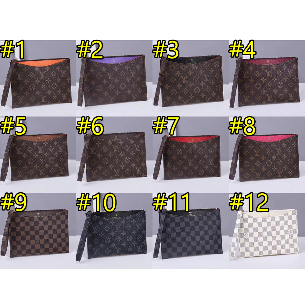 LV Louis Vuitton Classic Letter Plaid Print Men's Women's Zip Wallet Clutch Bag