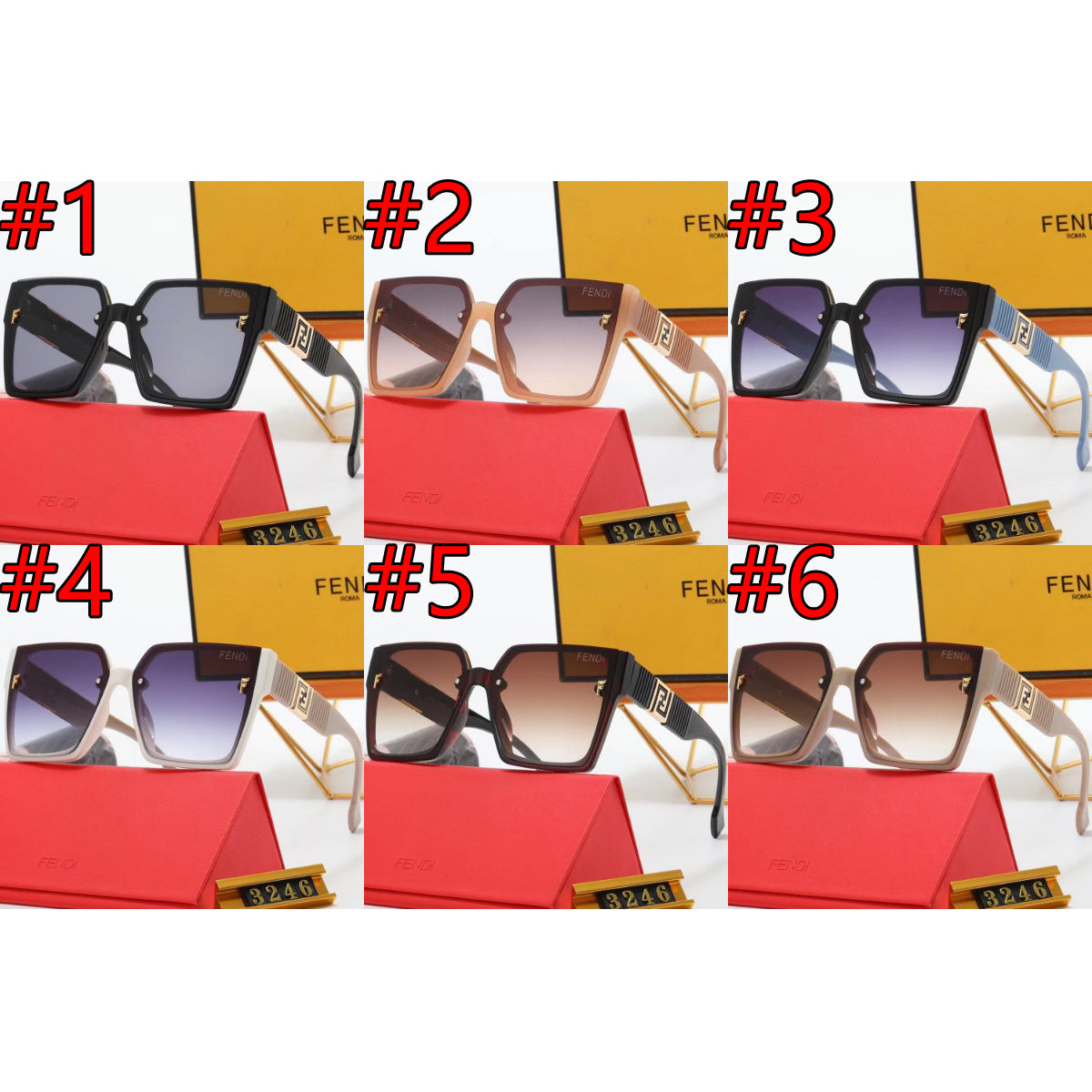 FENDI FF Letter LOGO Women's men's large frame glasses Beach casual sunglasses