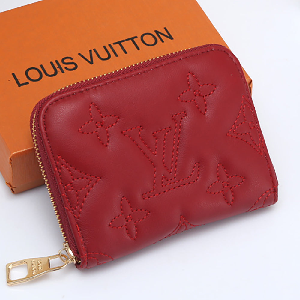 LV Louis vuitton New Solid Color Embossed Letter Logo Women's Men's Zipper Wallet Handbag ba