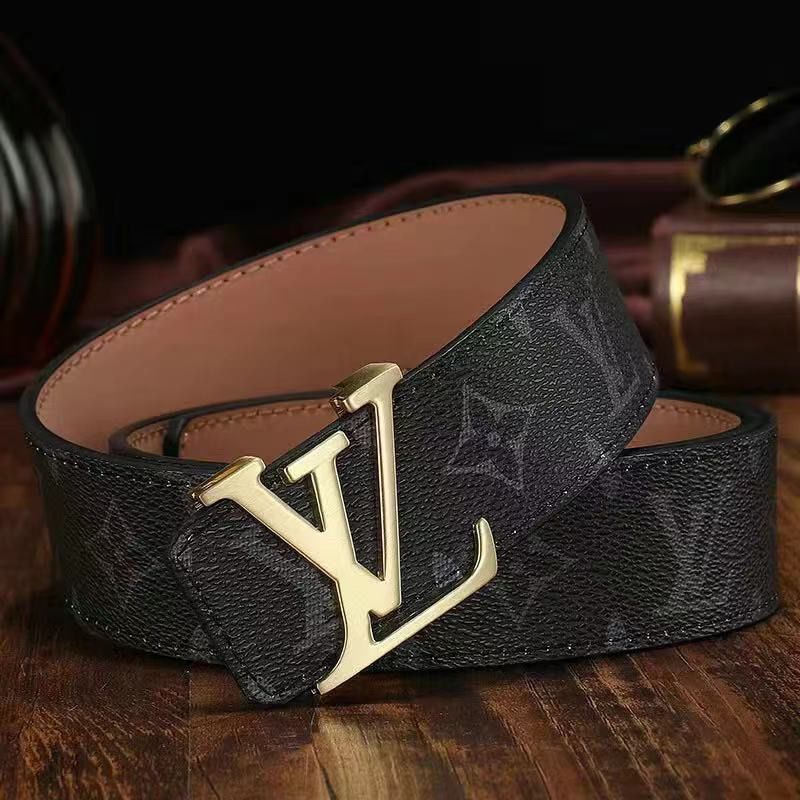 LV Louis vuitton letter logo printed letter buckle men's and women's belt