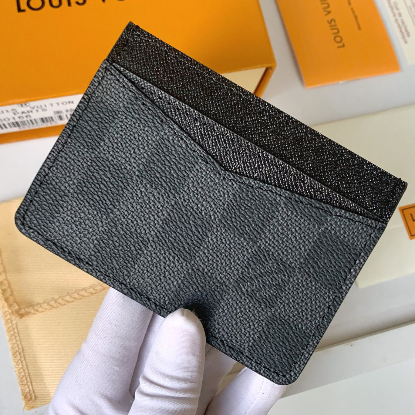 LV Louis vuitton splicing color letter logo Men's and women's card bag wallet