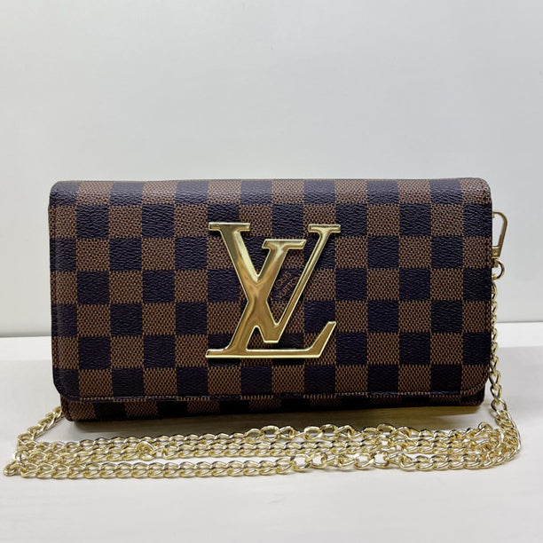 LV Louis vuitton Letter Print Flap Shoulder Bag Chain Crossbody Bag