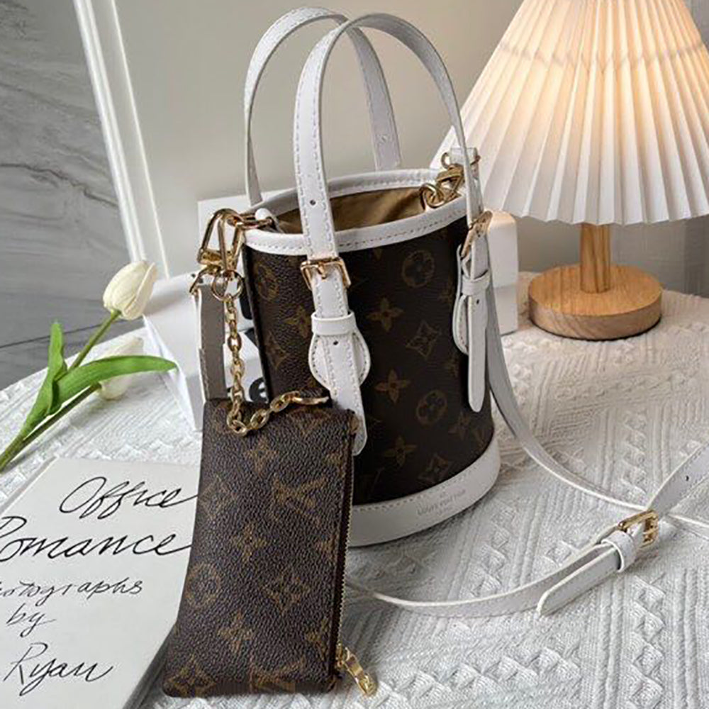 LV Louis Vuitton coffee letter print stitching color two-piece handbag shoulder bag messenger bag