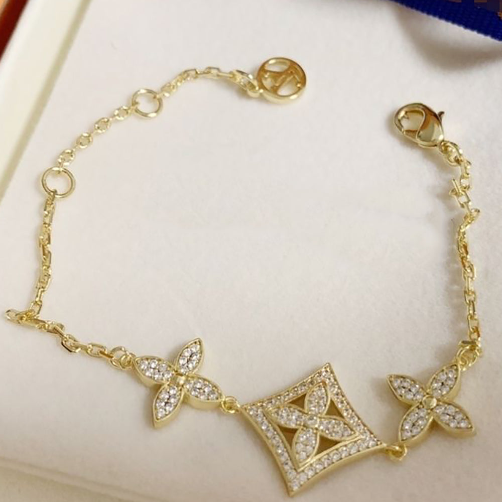 LV Louis Vuitton Diamond Bracelet Popular Four Leaf Clover Bracelet Jewelry Women's Korean Brace