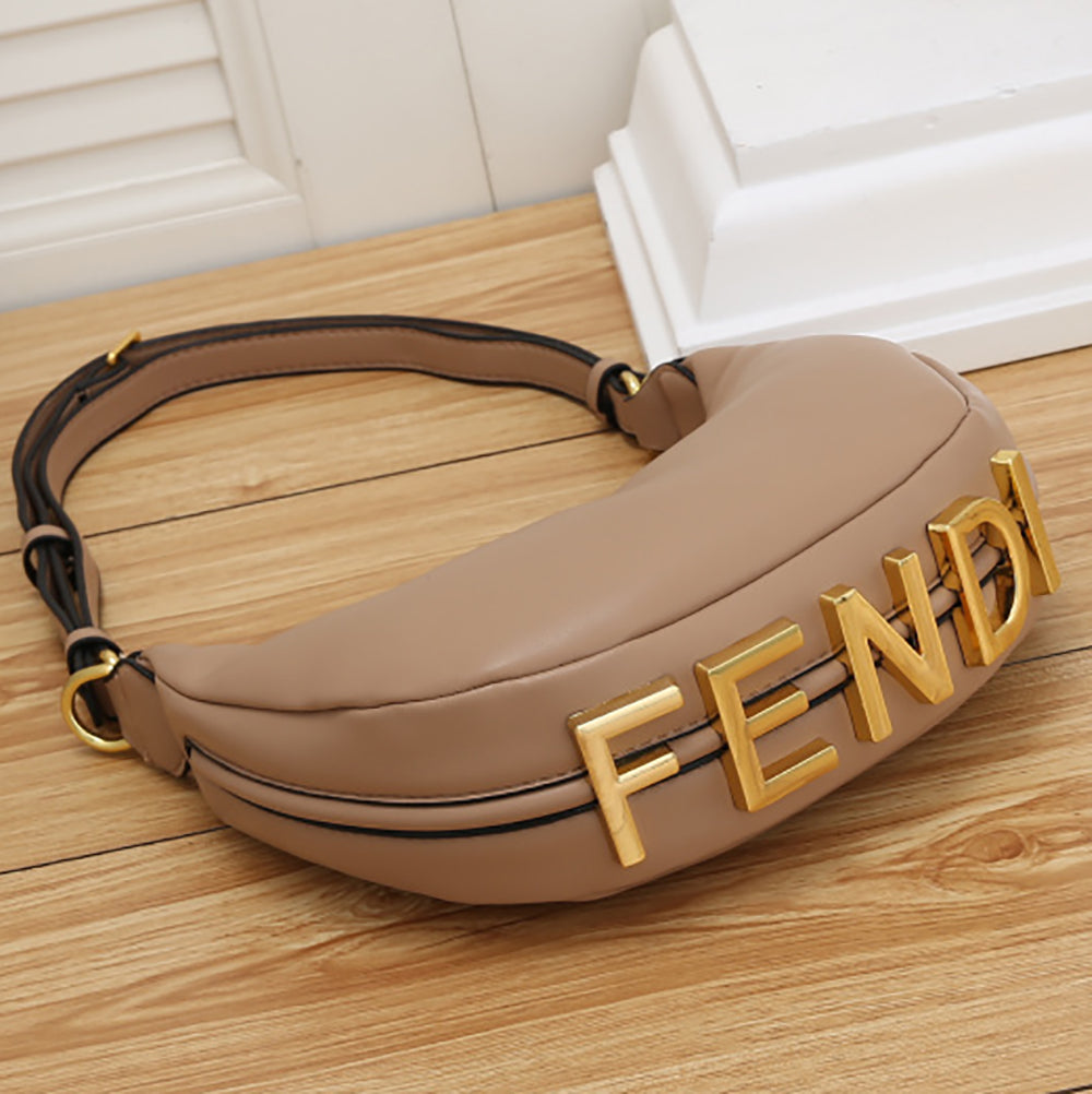 FENDI FF gold letter logo women's underarm bag shoulder bag messenger bag