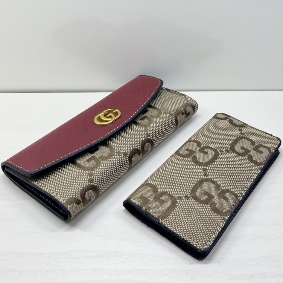 GG Woven Embroidered Letter Panel Color Two-Piece Flap Wallet Cl