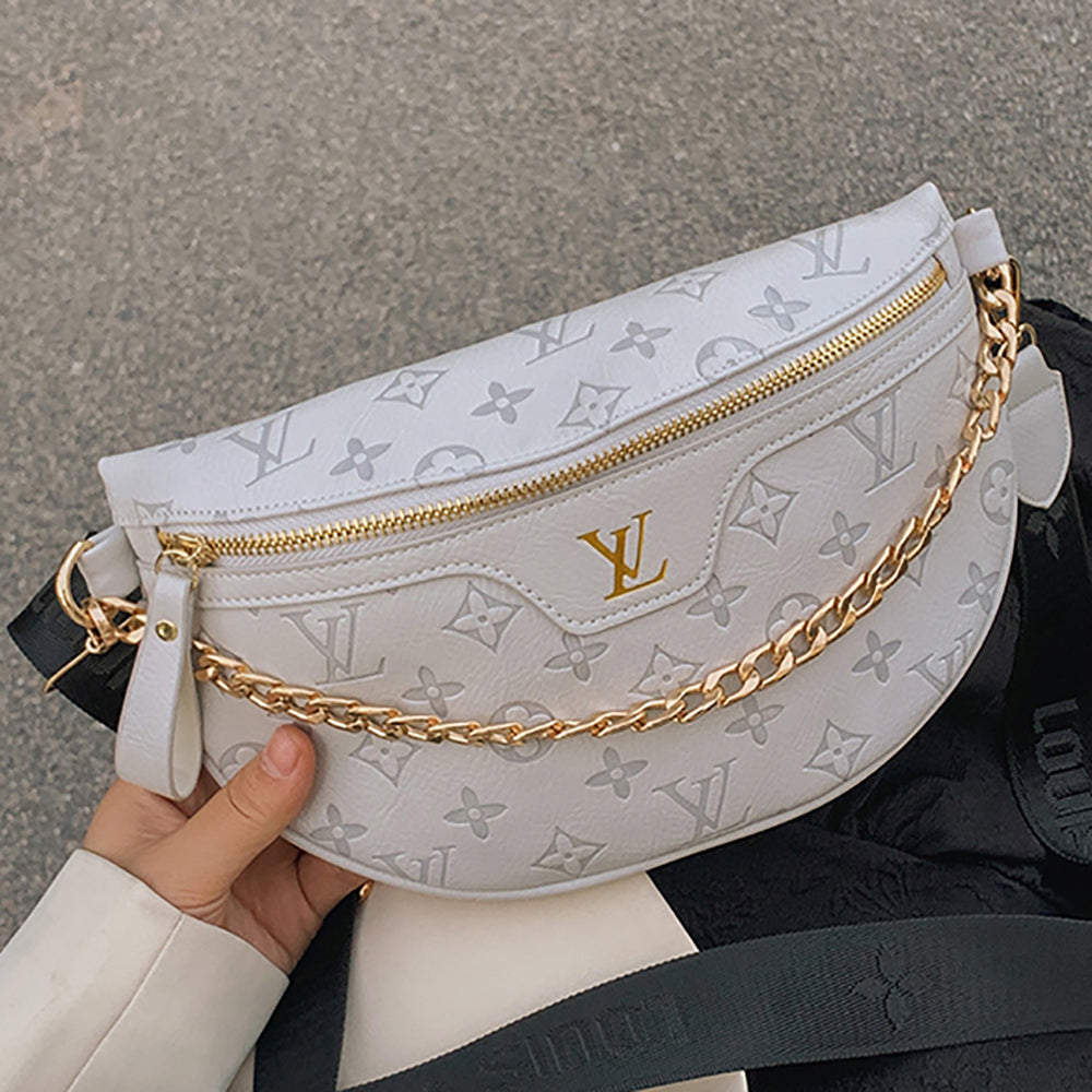 LV Louis Vuitton embossed lettering crossbody bag waist bag shoulder bag