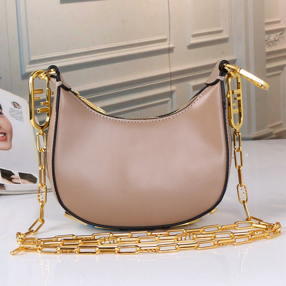 FENDI FF Gold Letter logo Women's shopping single shoulder bag messenger bag