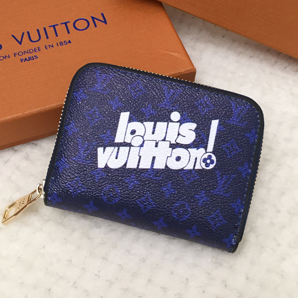 LV Louis Vuitton large letter logo print zip wallet clutch Bag