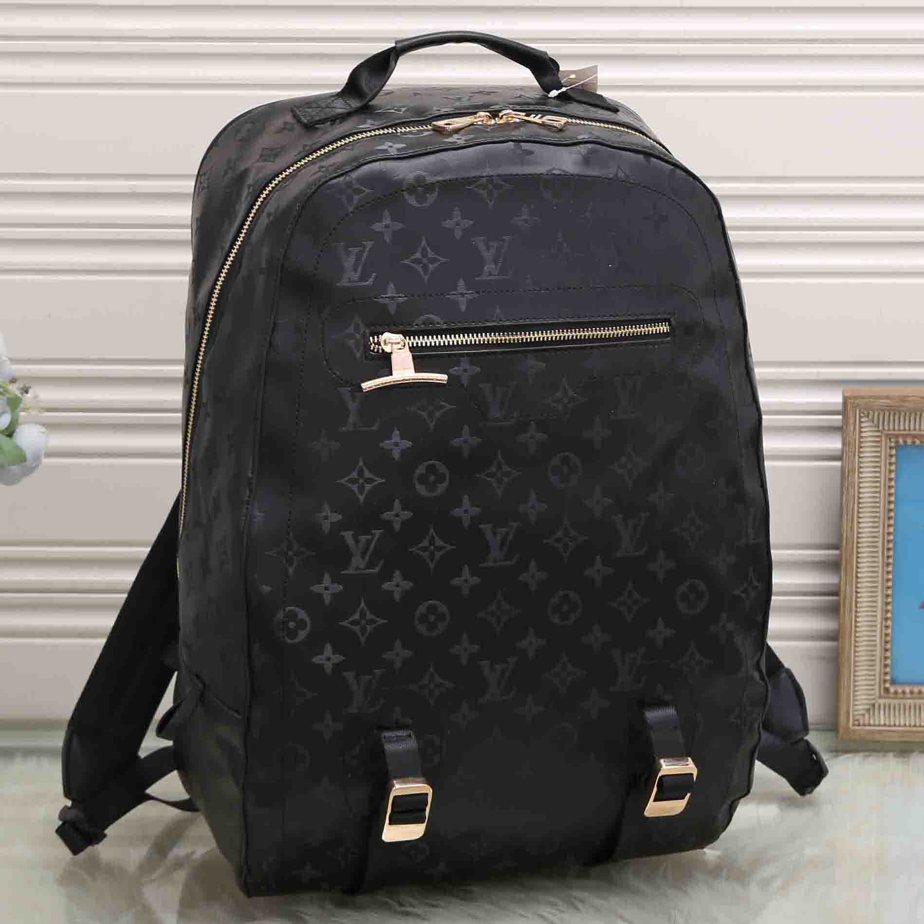 LV Louis Vuitton printed letter logo large capacity backpack school bag travel bag Daypack