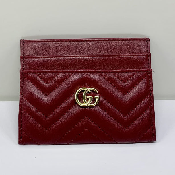 GG Gold Letter Embossed Card Holder Small Wallet Bag
