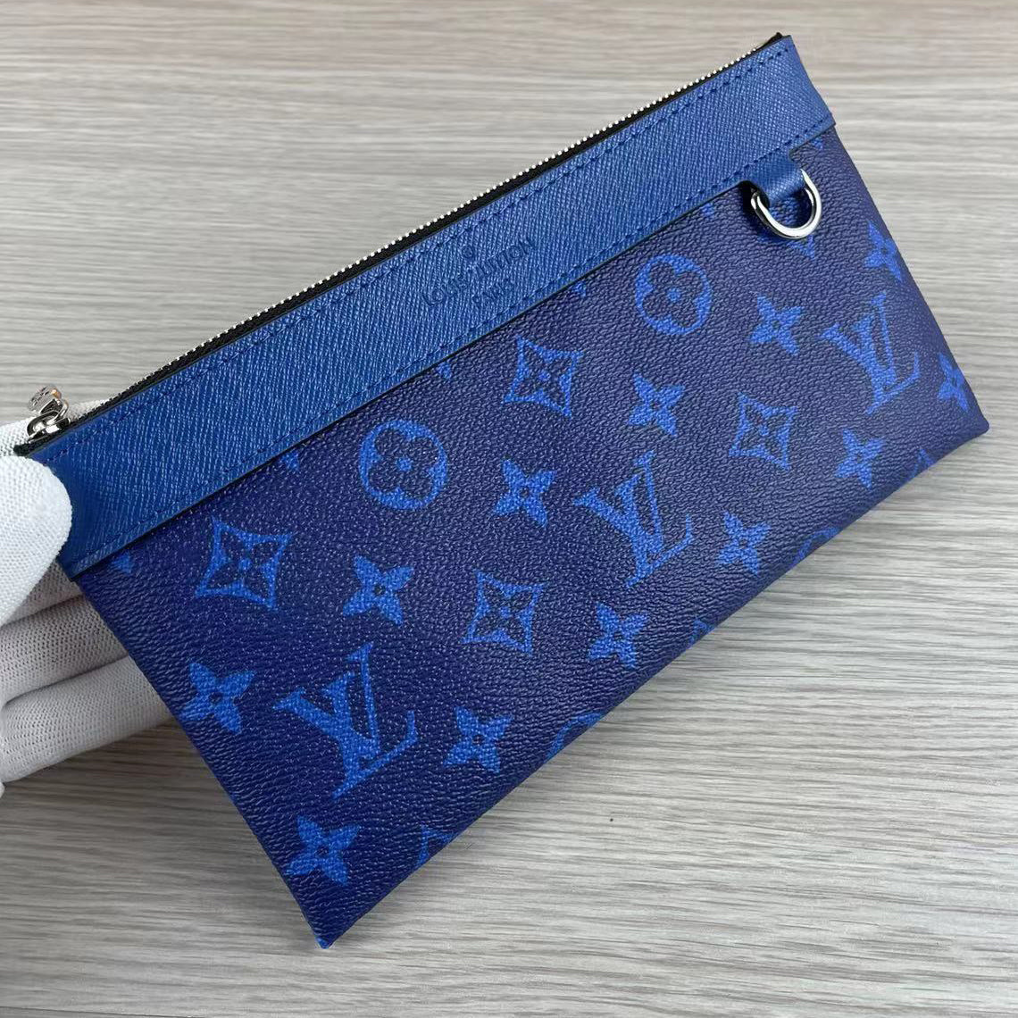 LV Louis Vuitton Letter Print Small Zip Clutch Wallet Bag