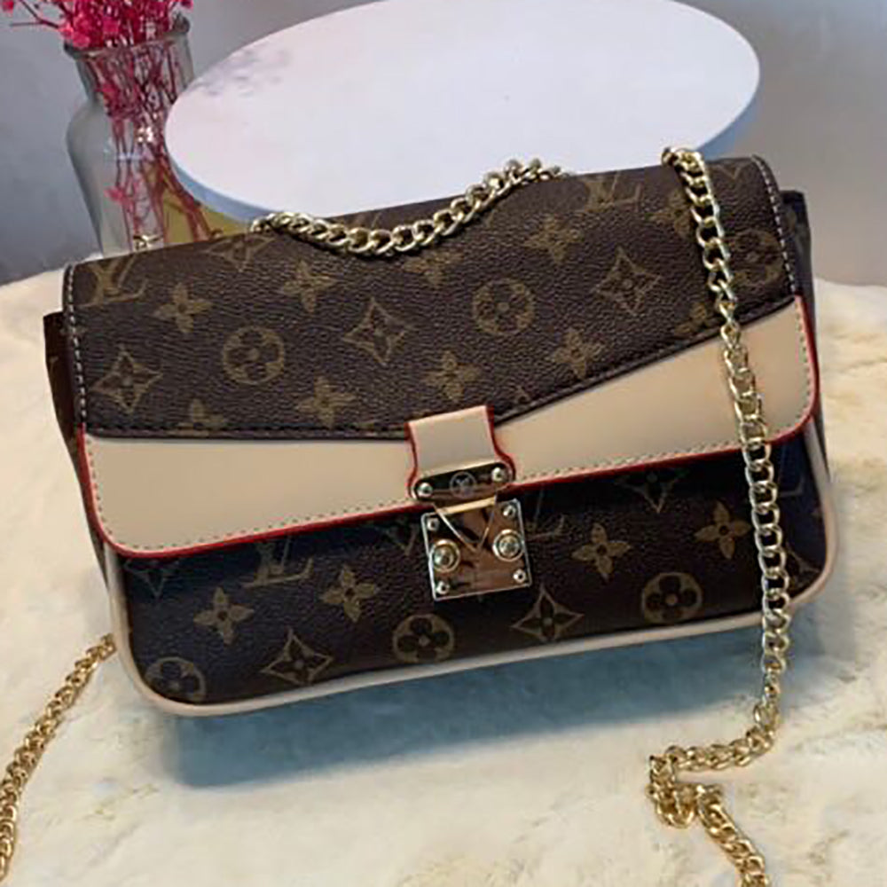 LV Louis Vuitton Vintage Coffee Letter Print Women Shopping Shoulder Bag Crossbody Bag