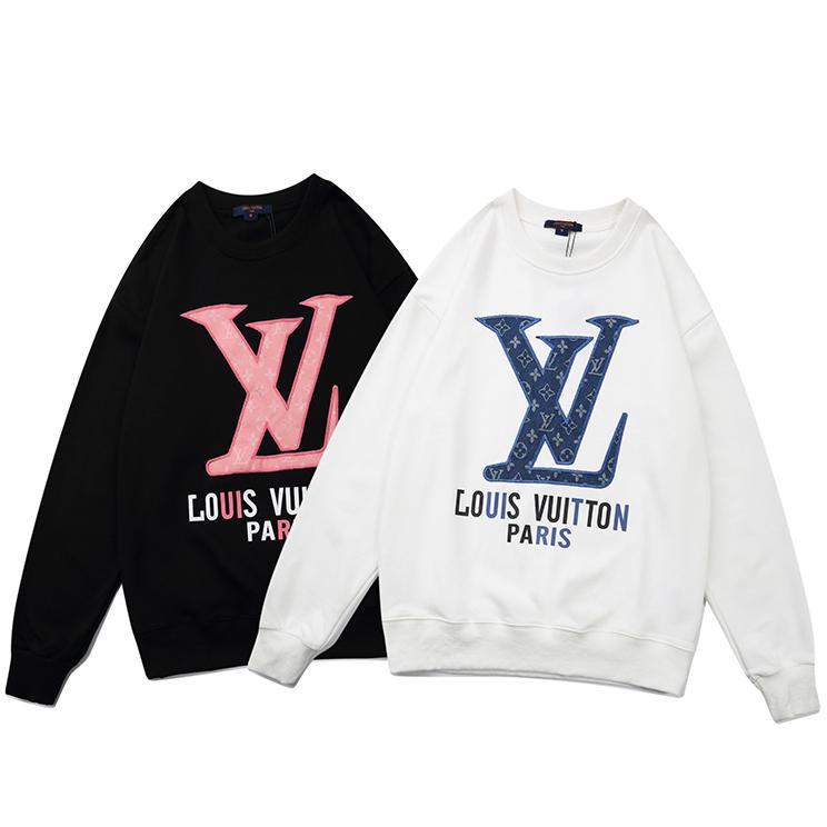 LV Louis Vuitton Fashion Men's and Women's Tops Embroidered Letters Printed LOGO Round Neck 