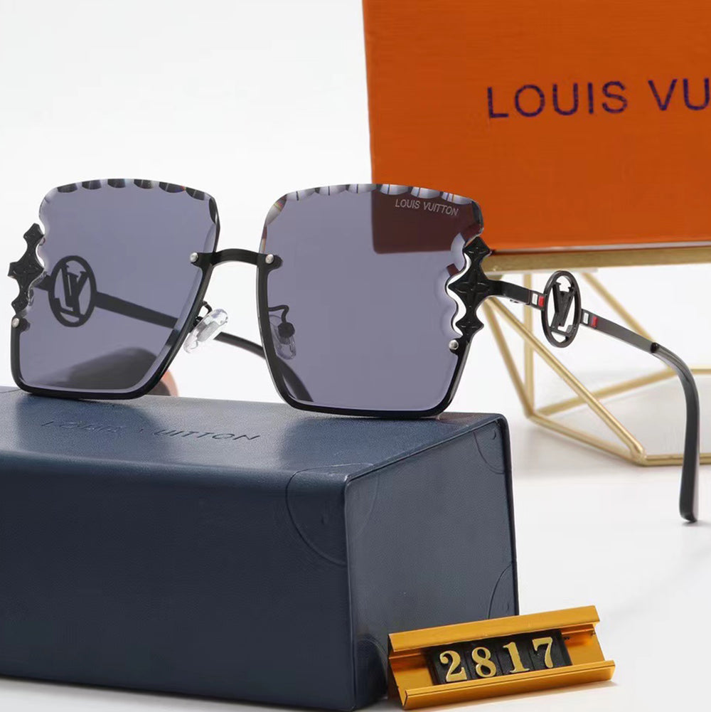 LV Louis Vuitton Hot Sale Letter Logo Couples Large Frame Glasses Beach Sunglasses