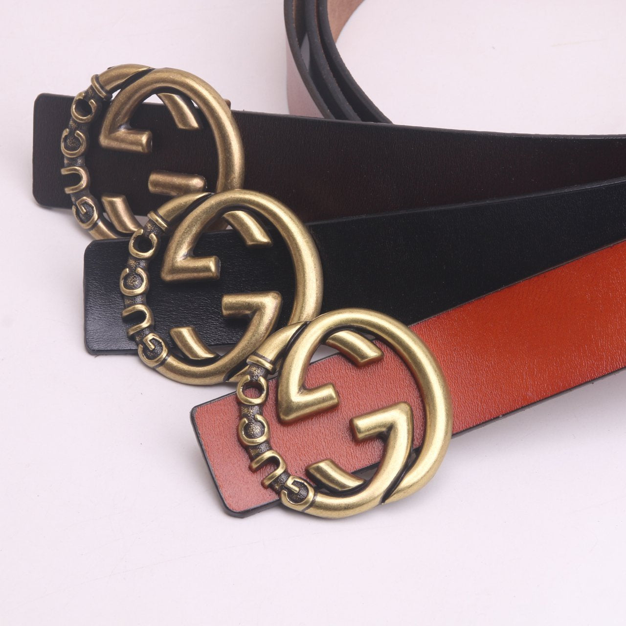 GG vintage interlocking double G letter smooth buckle belt