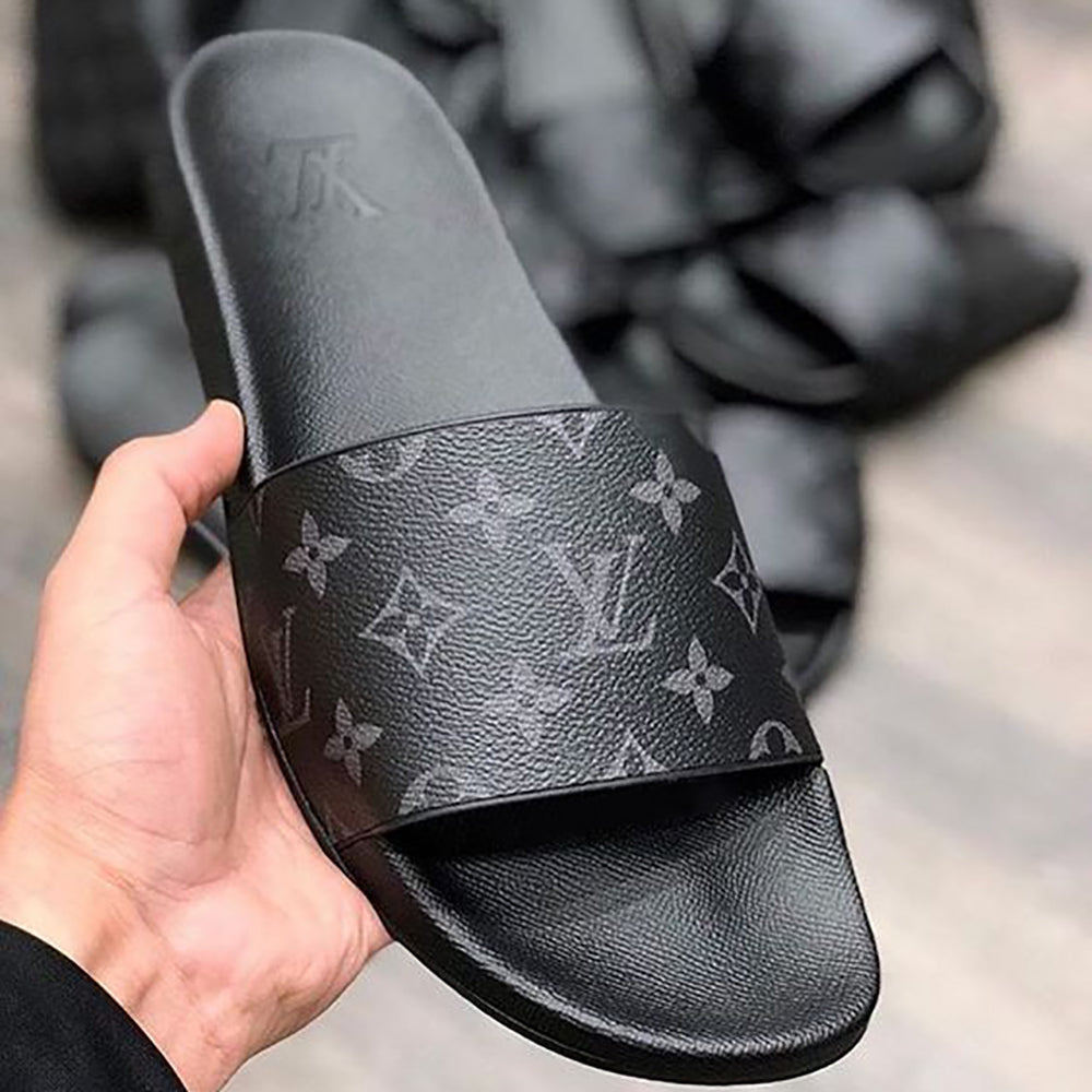 Louis Vuitton lv man shoes leather slides slippers sandals