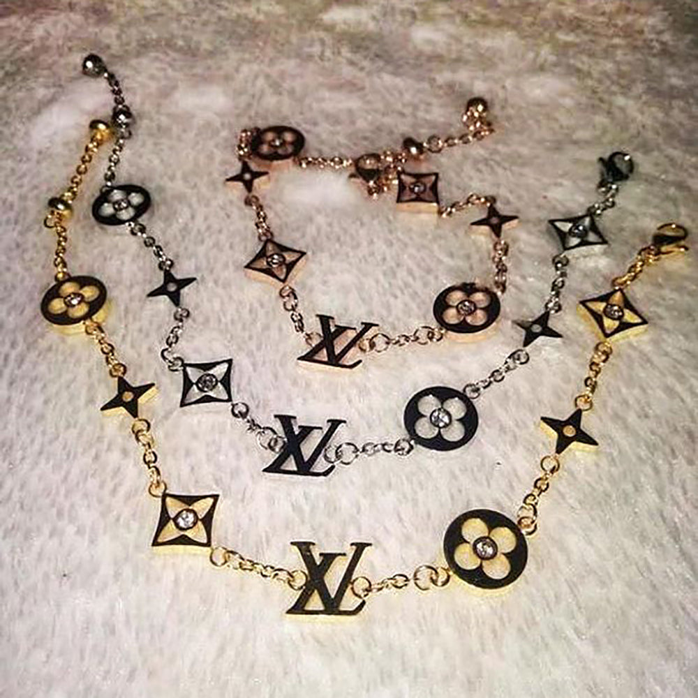 LV Louis Vuitton Small Accessories Splicing Bracelet Women Titanium Bracelet Jewelry+Birthday Presen