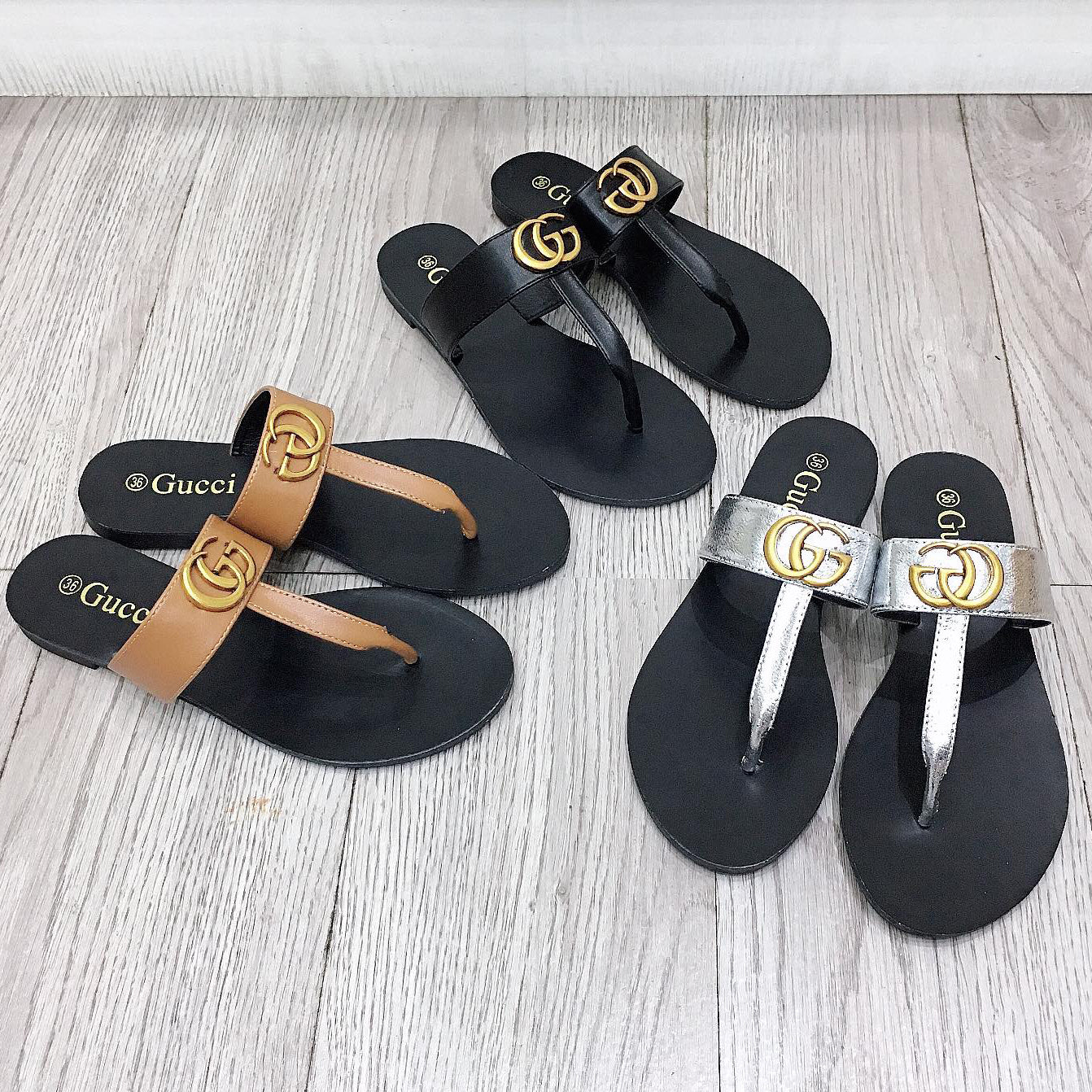 GG gold letter logo ladies flip flop sandals beach slippers Shoe