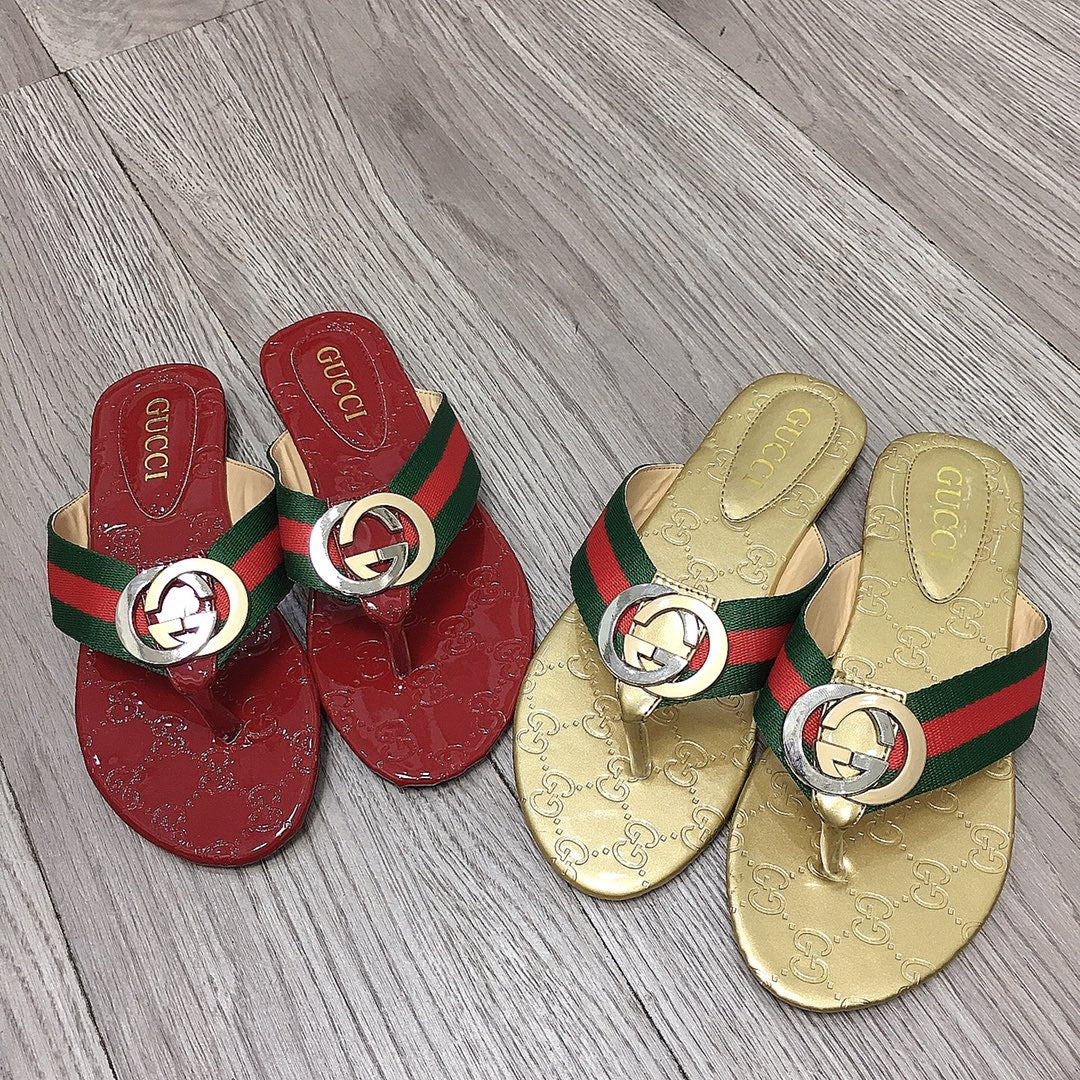 GG embossed letter logo women's flip flops sandals slippers 