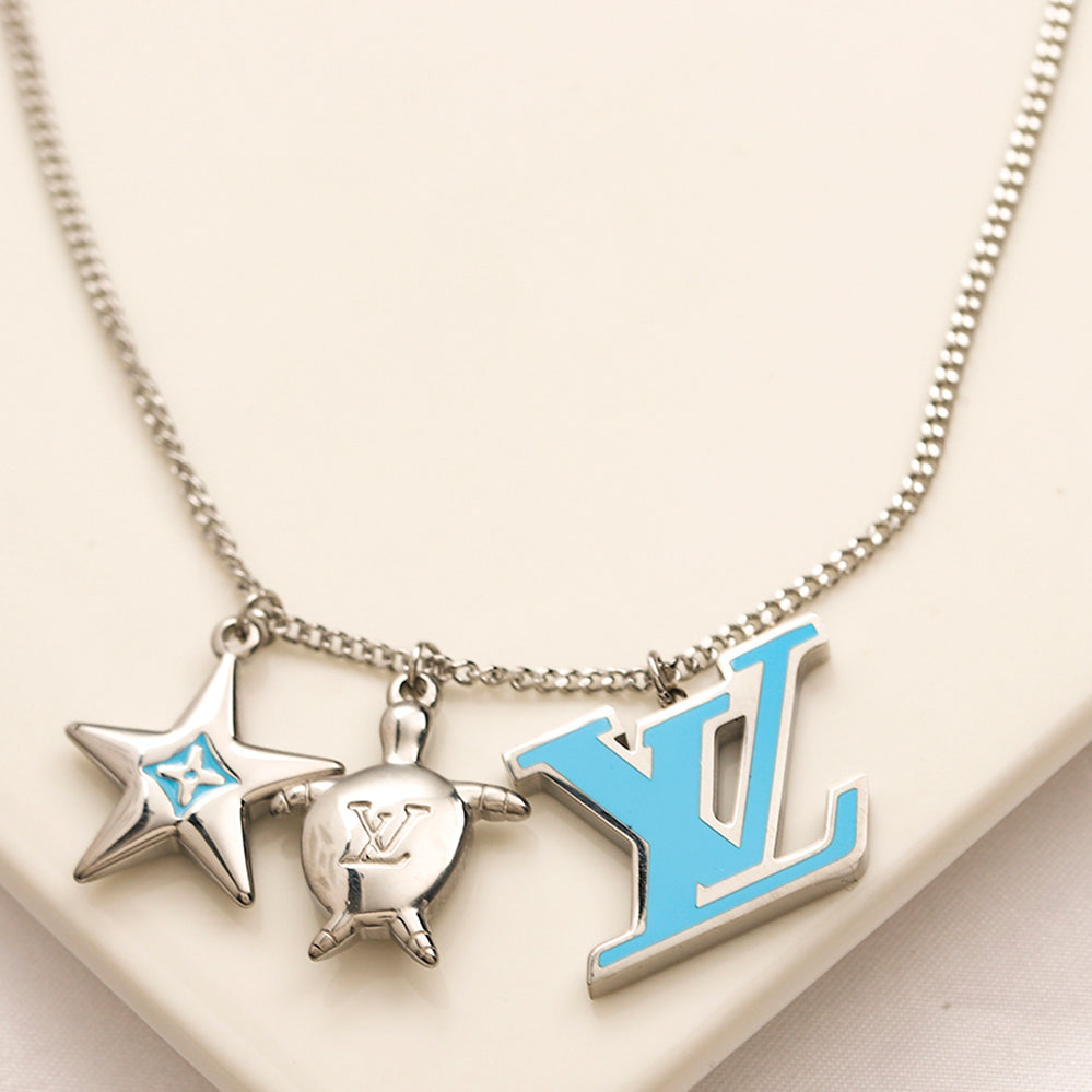 LV Louis Vuitton New Letter Logo Pendant Couple Necklace