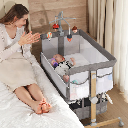 Baby Bassinet Bedside Sleeper, besrey 3 1 Baby with Mobile – Besrey