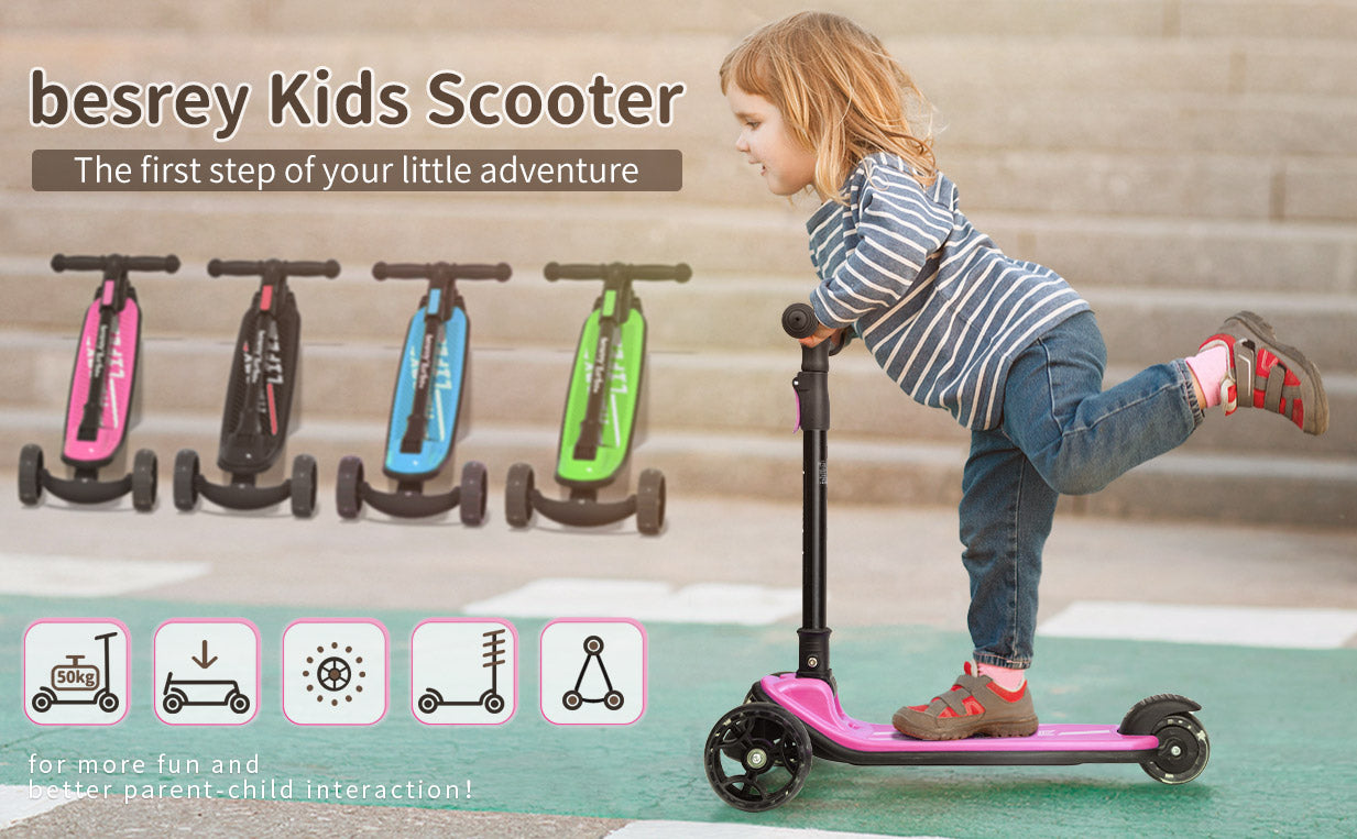  Patinete infantil en miniatura de Paelf con tres ruedas  plegable para bebé de 3 a 4 a 5 a 6 años de edad, Scooter para niños y  niñas, fácil de plegar