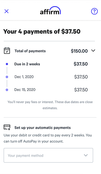 step 3 for buying with affirm